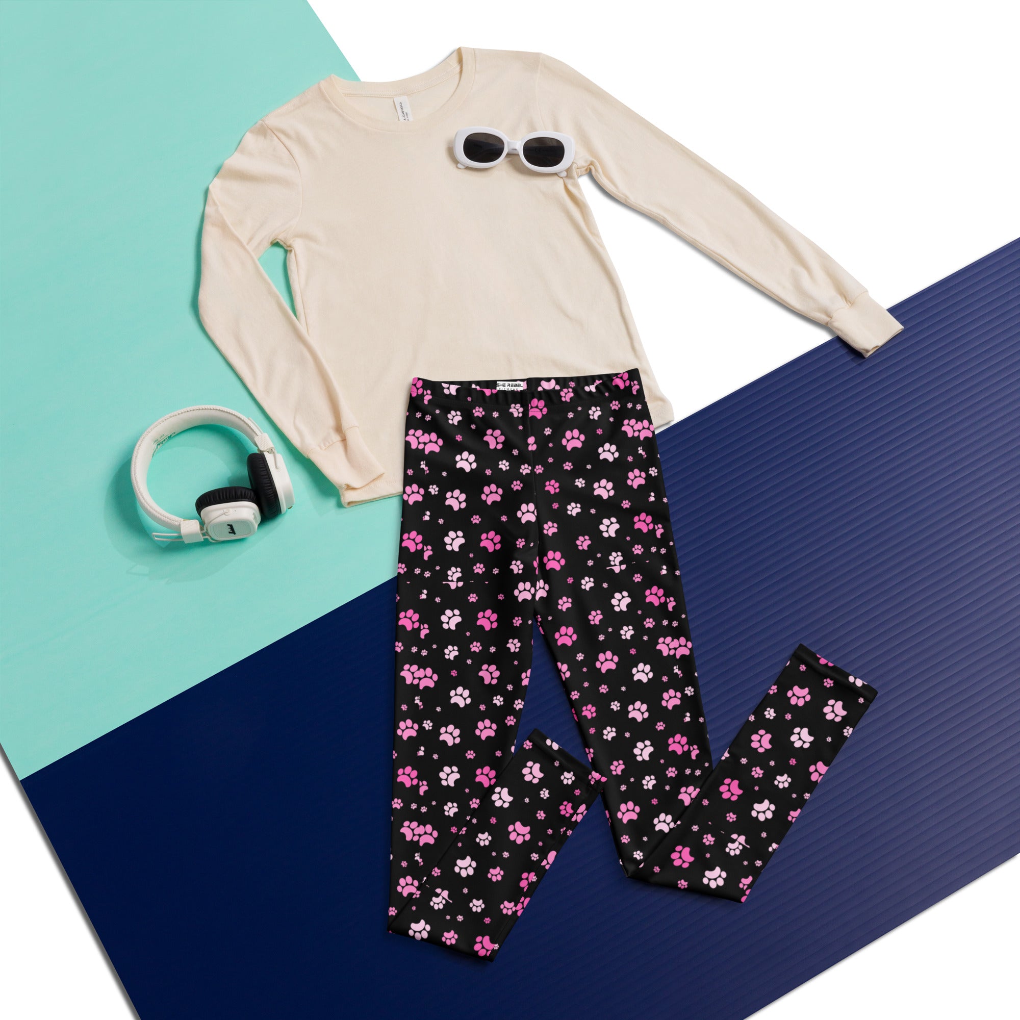 SHE REBEL - Doggy Paw Print Youth Leggings (Girls' Sizes 8 - 20)